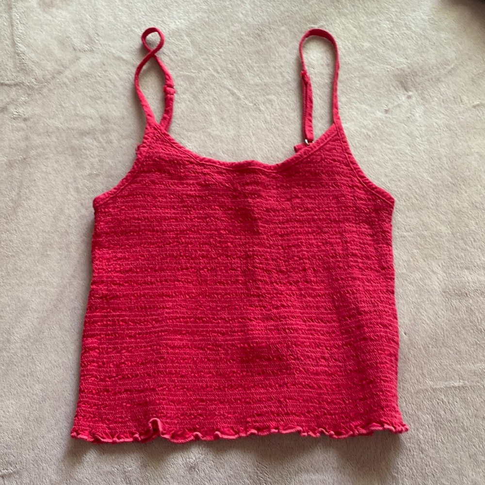 smocked brandy melville red cropped tank top